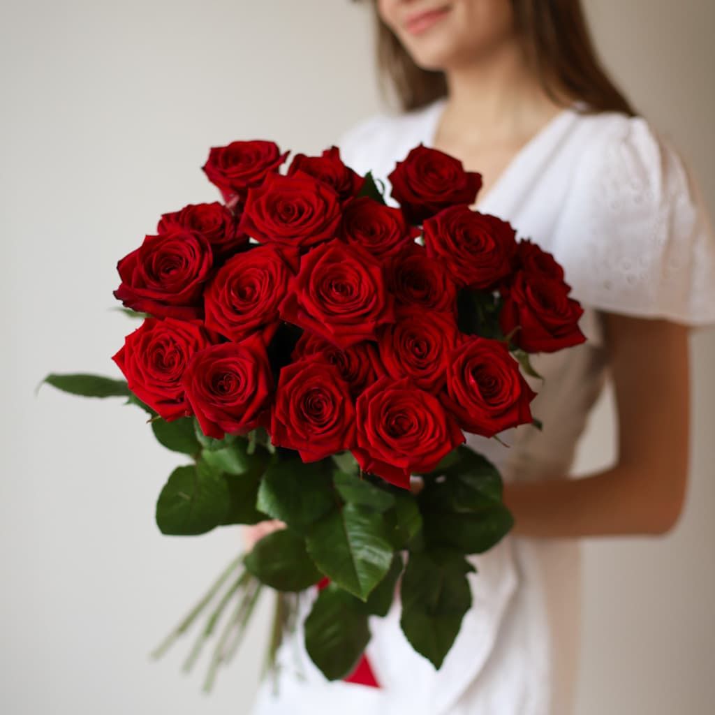 Красные розы в ленту (Россия, 21 шт) №1109 - Фото 22