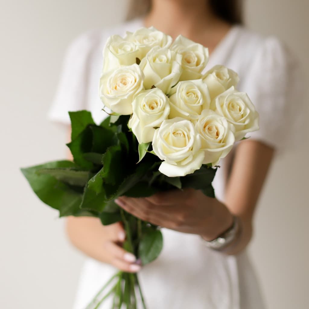 Белые розы в ленту (Россия, 11 шт) №1742 - Фото 10