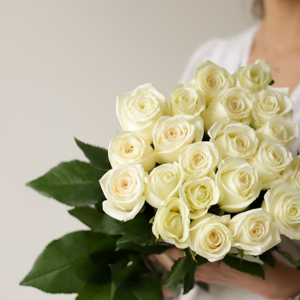 Белые розы в ленту (Россия, 21 шт) №1734 - Фото 22