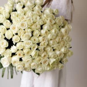 Розы белые в ленту (Россия, 101 шт) №1729 - Фото 4