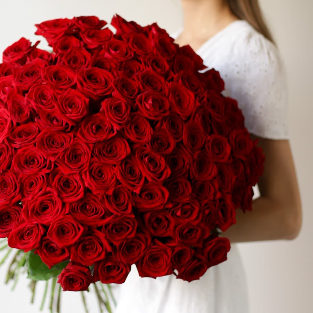 Розы красные в ленту (Россия, 101 шт) №1014 - Фото 6