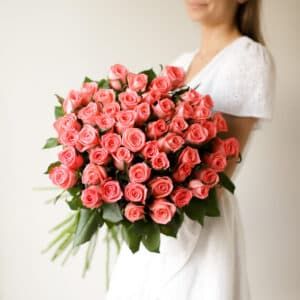 Розы ярко-розовые российские в ленту (51 шт) №1733 - Фото 11