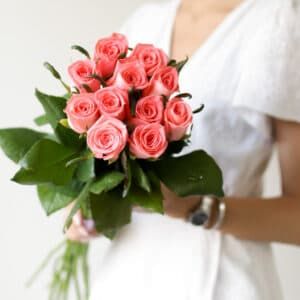 Ярко-розовые розы в ленту (Россия, 11 шт) №1744 - Фото 4
