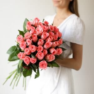 Ярко-розовые розы в ленту (Россия, 35 шт) №1737 - Фото 3